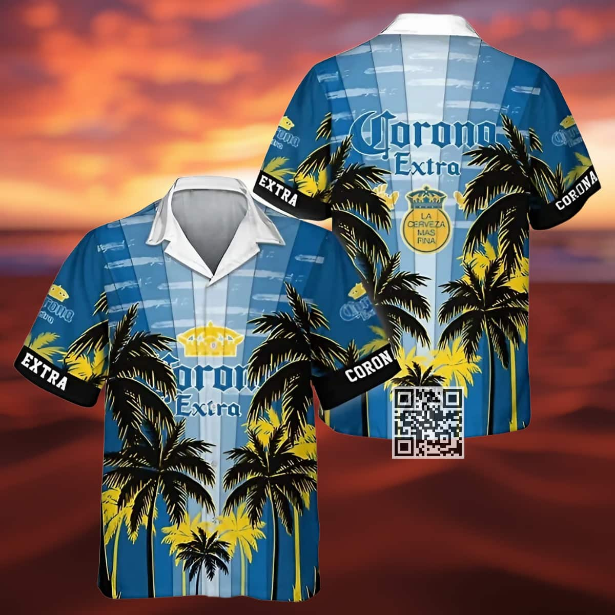 Corona Extra Beer Hawaiian Shirt Tropical Coconut Palms