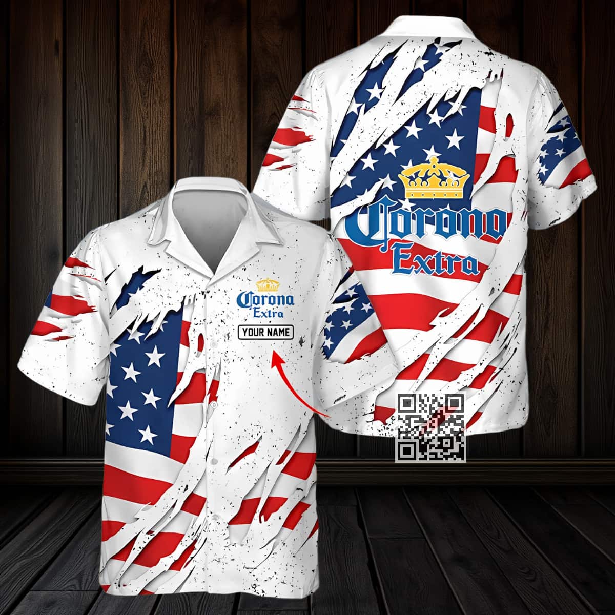Personalized Corona Extra Hawaiian Shirt US Flag Custom Name Personalized Corona Extra Hawaiian Shirt US Flag Custom Name
