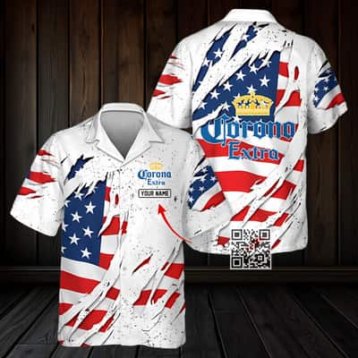 Personalized Corona Extra Hawaiian Shirt US Flag Custom Name Personalized Corona Extra Hawaiian Shirt US Flag Custom Name