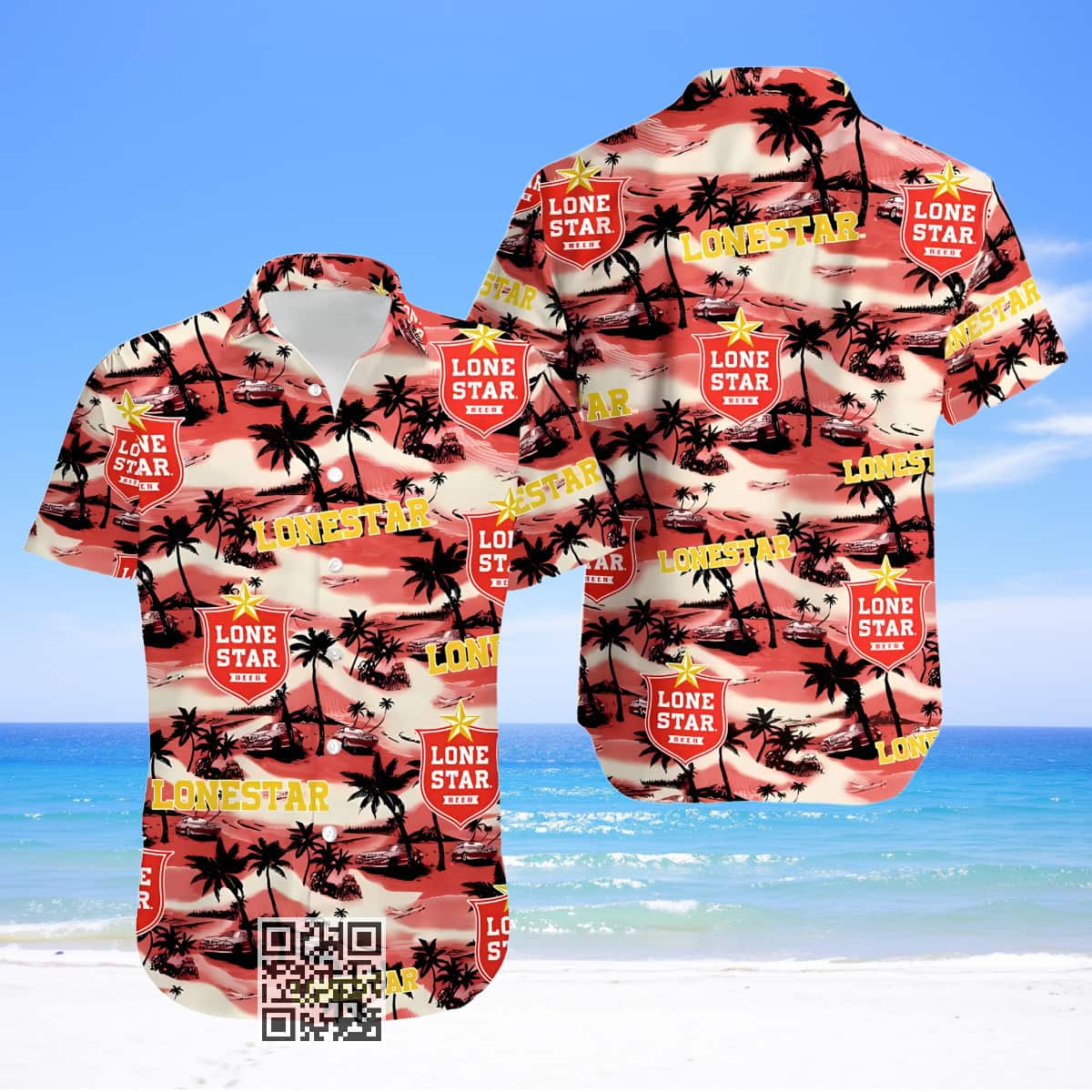 Lone Star Beer Hawaiian Shirt Sea Island Pattern