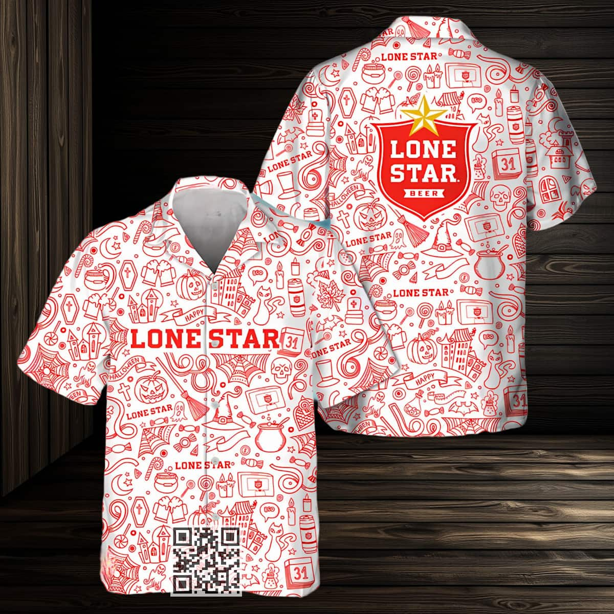 Lone Star Beer Hawaiian Shirt Doodle Art