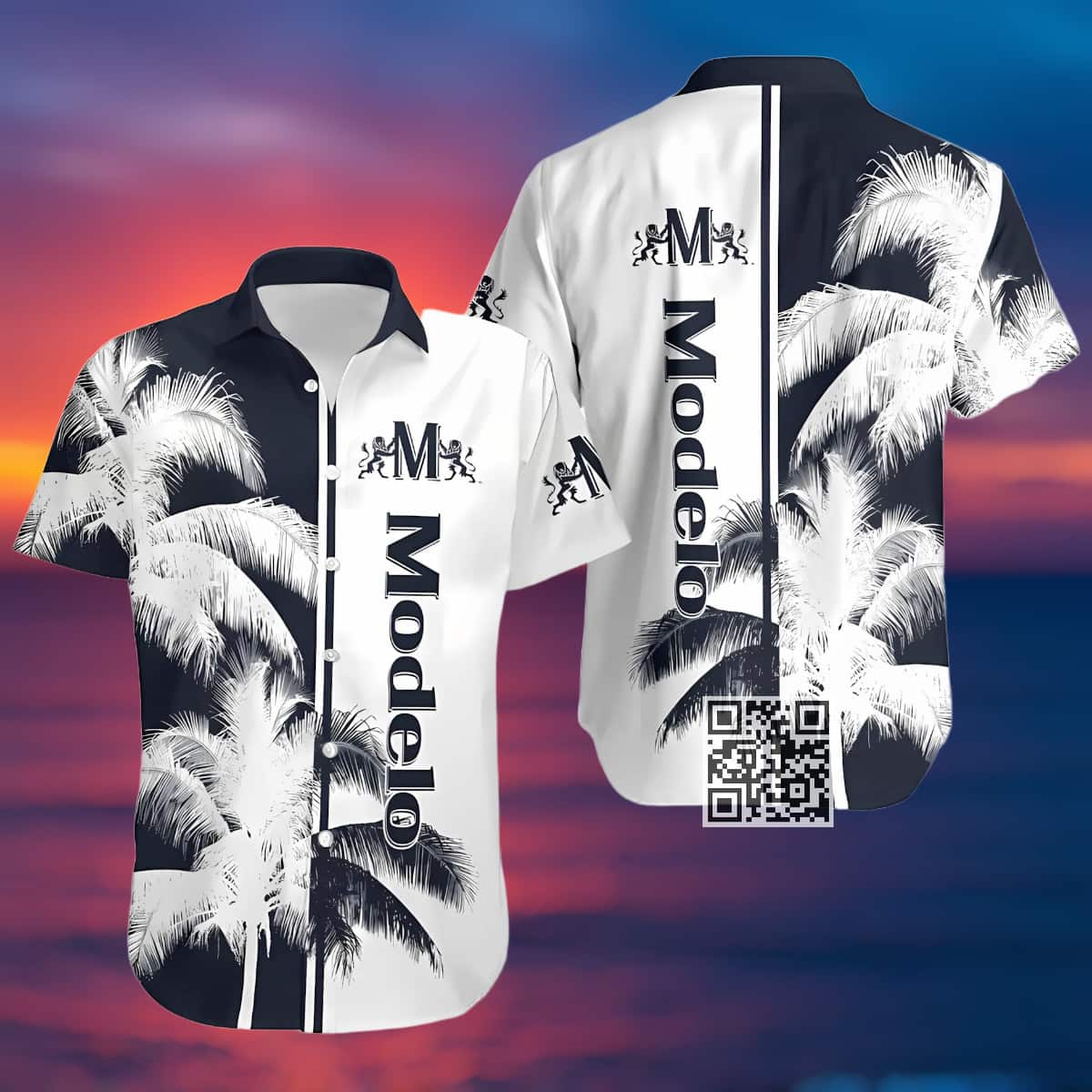 Modelo Beer Hawaiian Shirt Palm Leaf Pattern