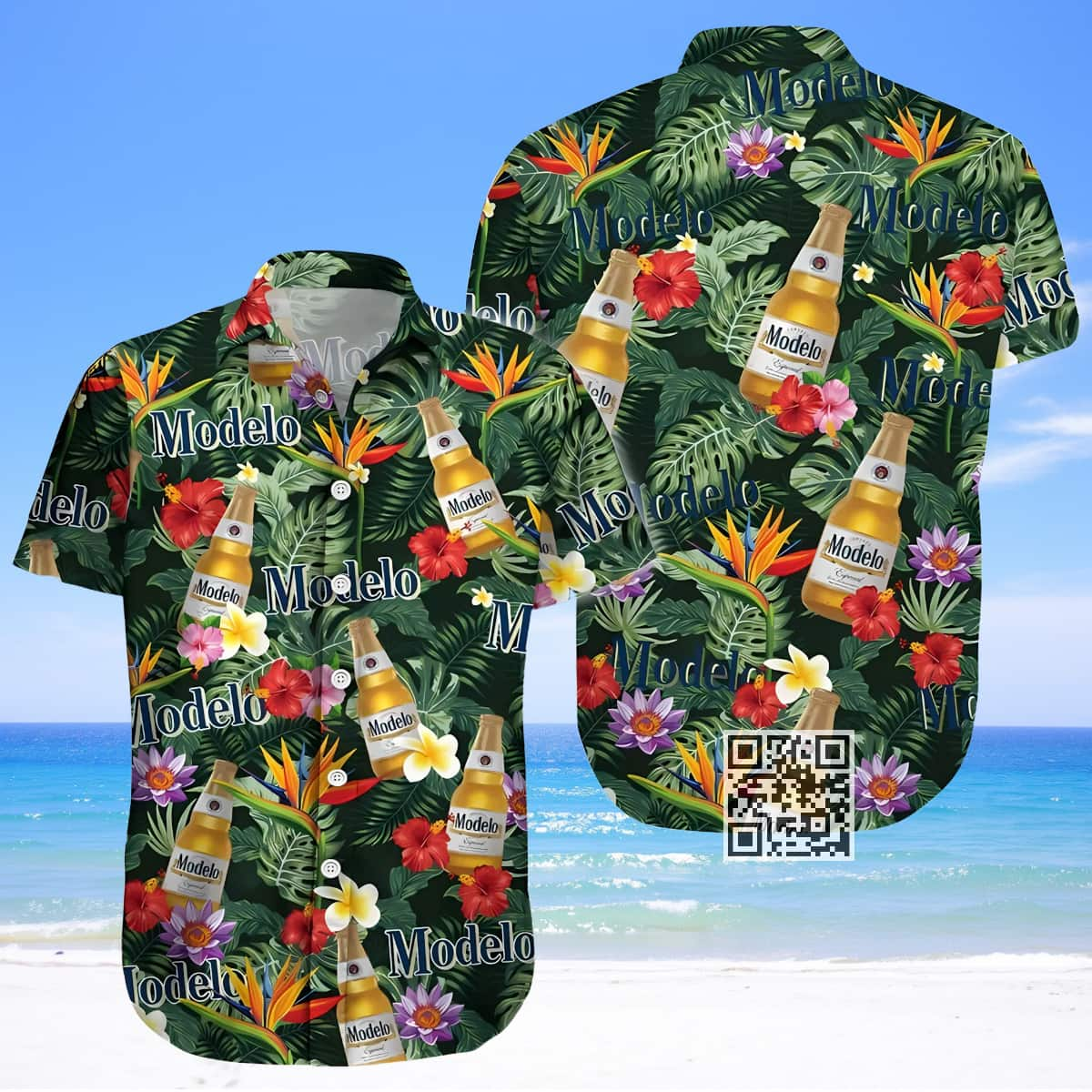 Modelo Especial Beer Hawaiian Shirt Tropical Pattern