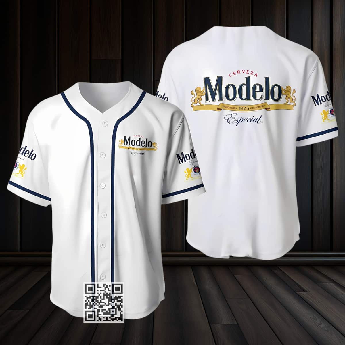 White Cerveza Modelo Especial Beer Baseball Jersey White Cerveza Modelo Especial Beer Baseball Jersey