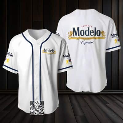 White Cerveza Modelo Especial Beer Baseball Jersey White Cerveza Modelo Especial Beer Baseball Jersey