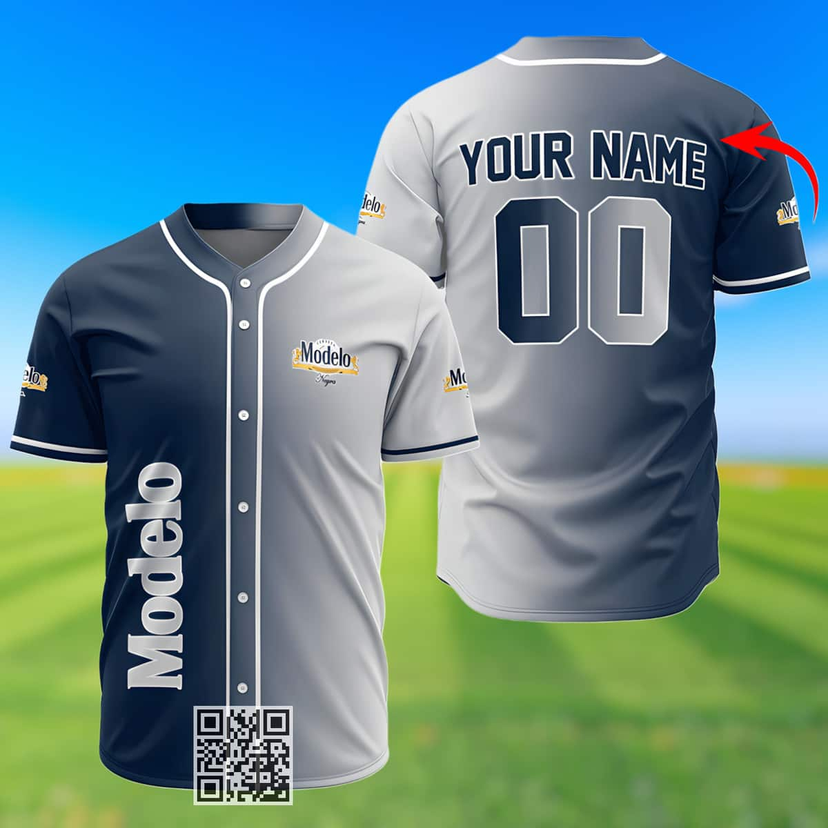 Personalized Gradient Modelo Negra Beer Baseball Jersey Custom Name