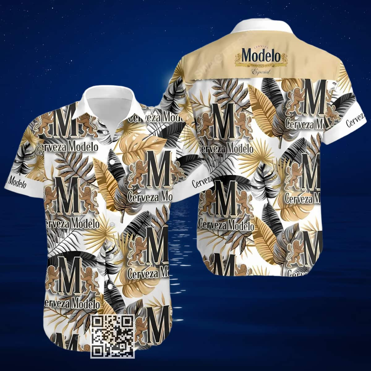 Cerveza Modelo Especial Hawaiian Shirt Tropical Palm Leaves