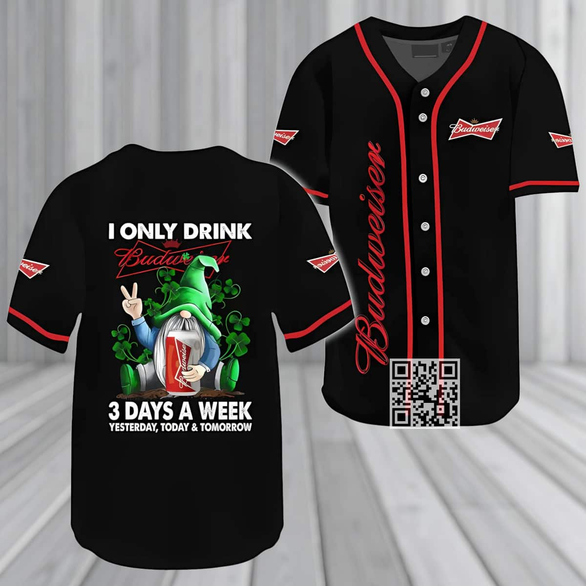 Gnome Only Drink Budweiser 3 Days A Week Baseball Jersey