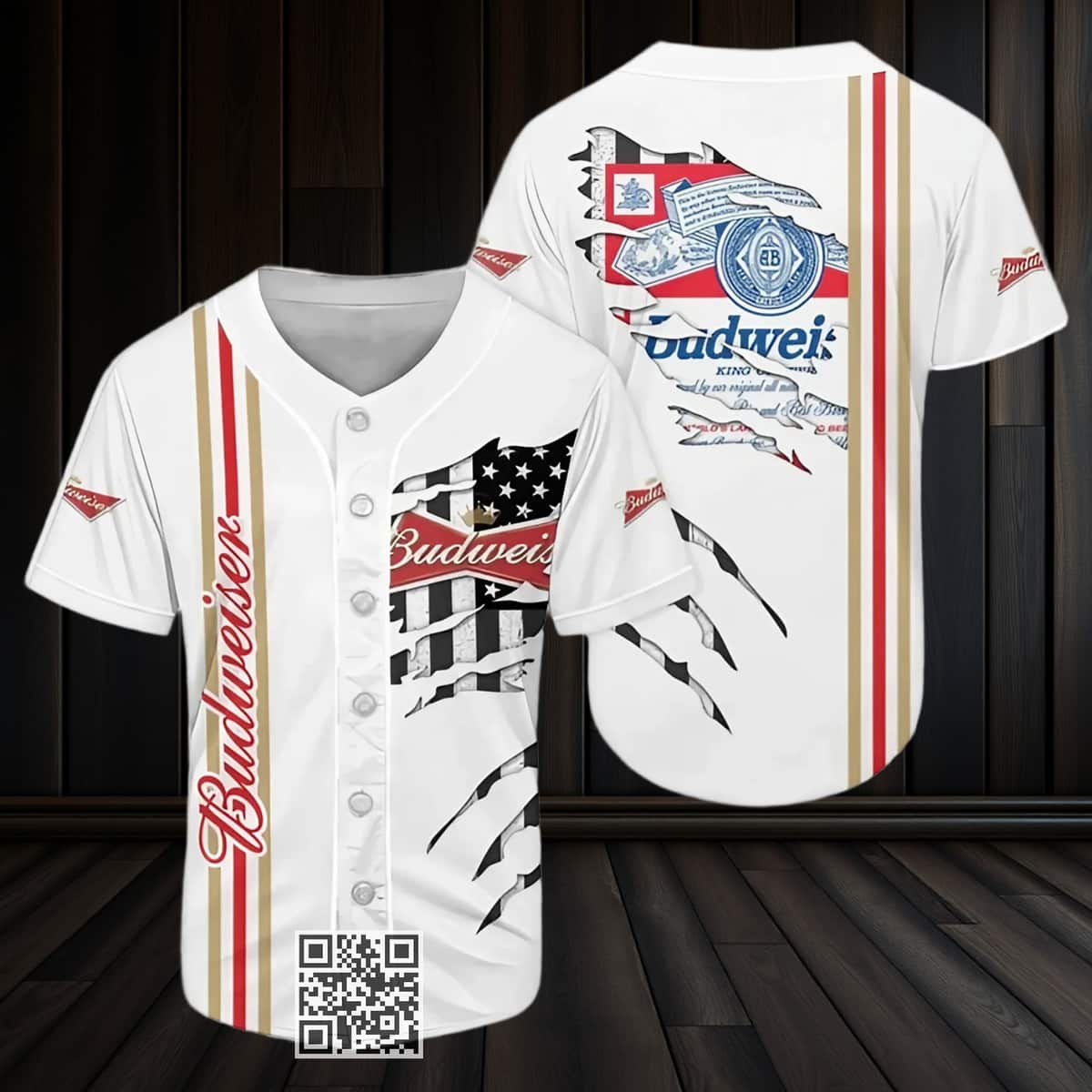 Budweiser Beer Claw Scratches Baseball Jersey Budweiser Beer Claw Scratches Baseball Jersey