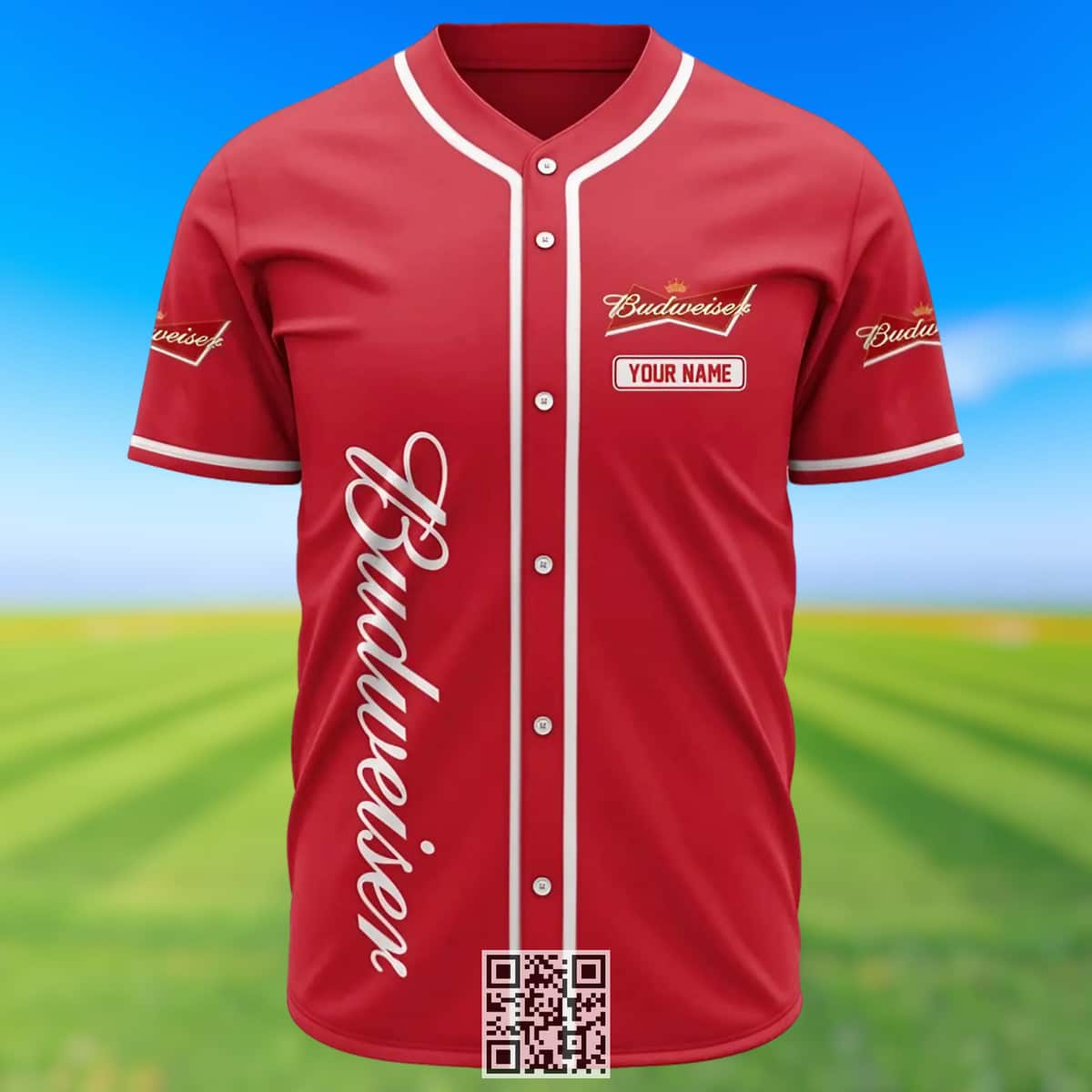 Personalized Budweiser Beer Baseball Jersey Happy Father's Day Custom Name Personalized Budweiser Beer Baseball Jersey Happy Father's Day Custom Name