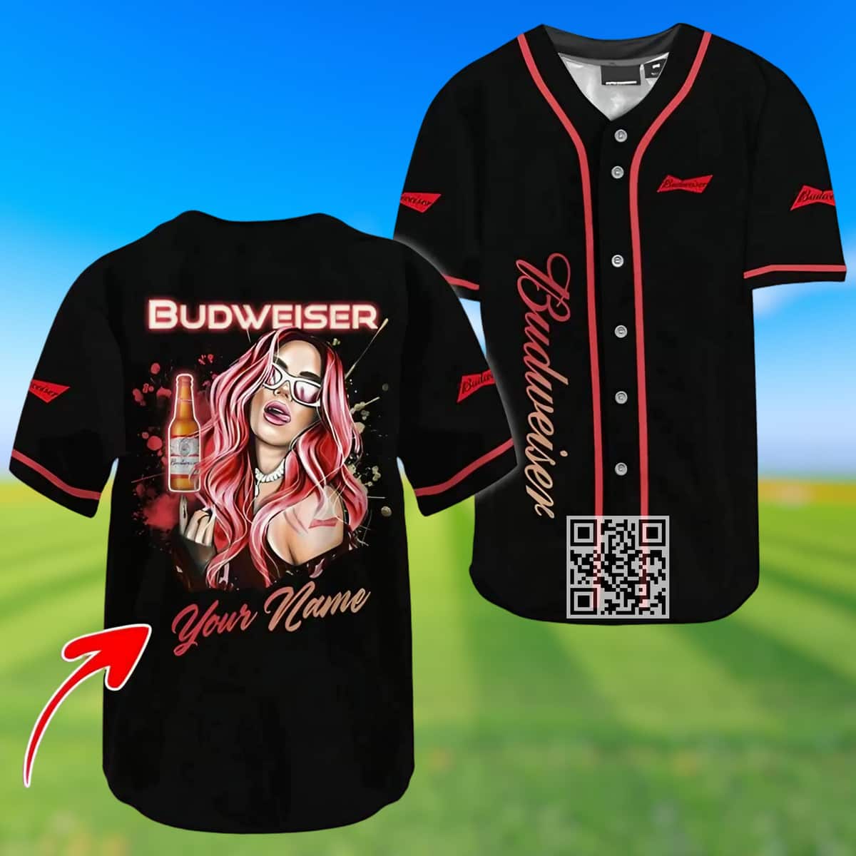 Personalized Budweiser Beer Baseball Jersey Custom Name Personalized Budweiser Beer Baseball Jersey Custom Name