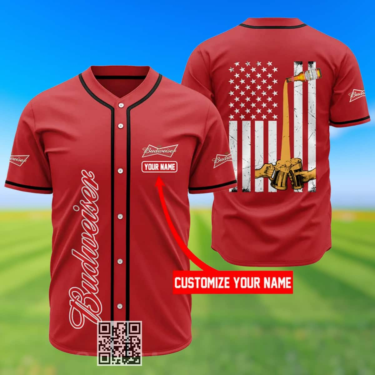 Personalized Budweiser Baseball Jersey Custom Name Beer Lovers Gift