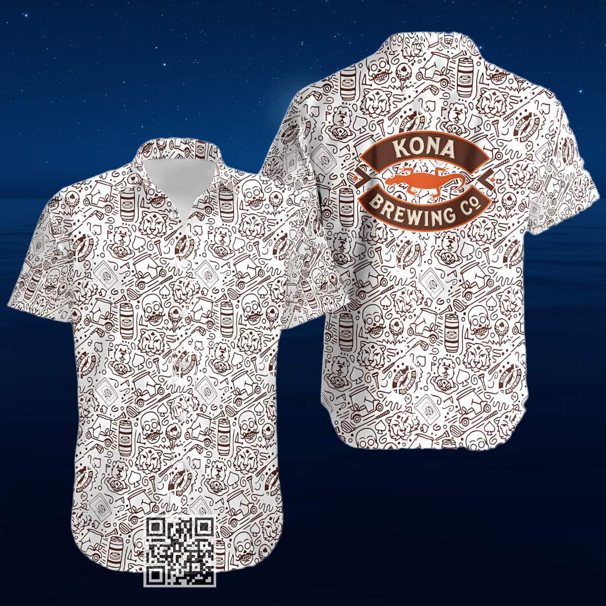 Kona Brewing Hawaiian Shirt Doodle Art Kona Brewing Hawaiian Shirt Doodle Art