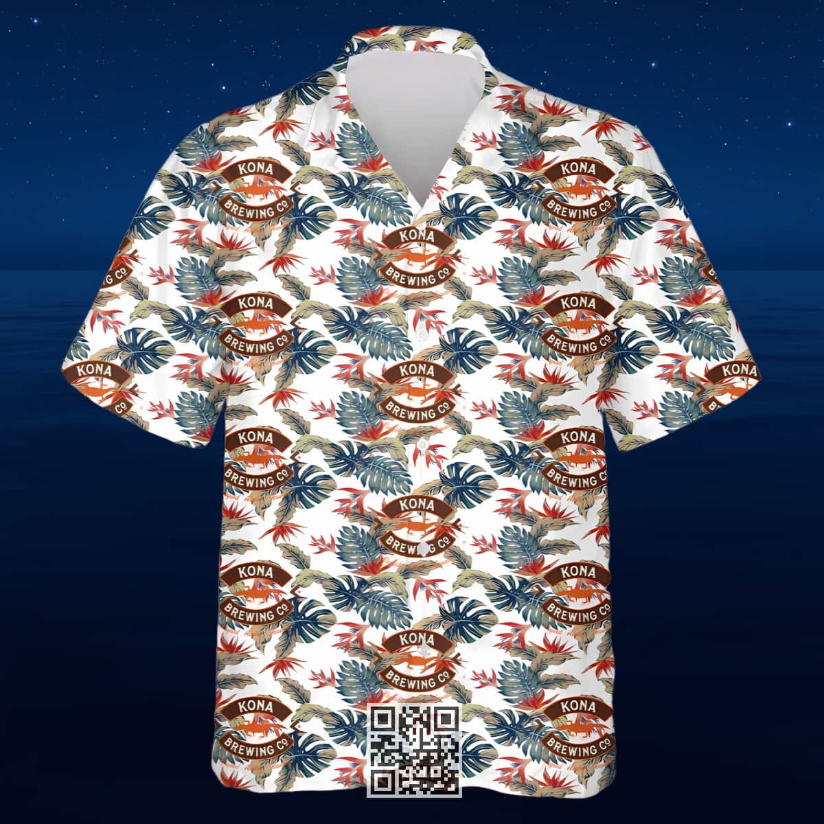 Aloha Kona Brewing Hawaiian Shirt Tropical Palm Leaves Aloha Kona Brewing Hawaiian Shirt Tropical Palm Leaves