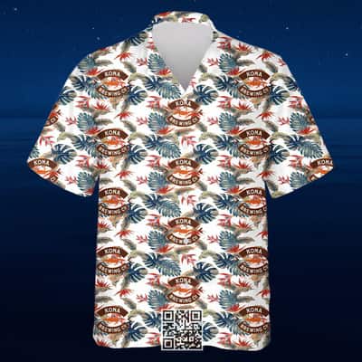 Aloha Kona Brewing Hawaiian Shirt Tropical Palm Leaves Aloha Kona Brewing Hawaiian Shirt Tropical Palm Leaves