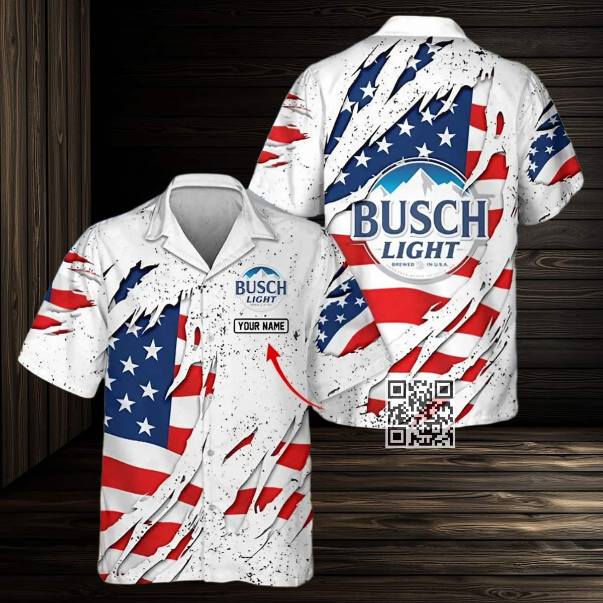 Personalized Busch Light Beer Hawaiian Shirt US Flag Custom Name