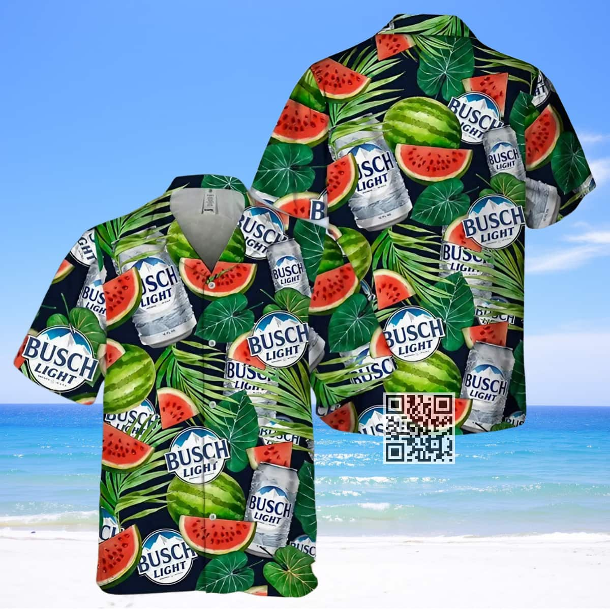 Busch Light Beer Hawaiian Shirt Watermelon Pattern