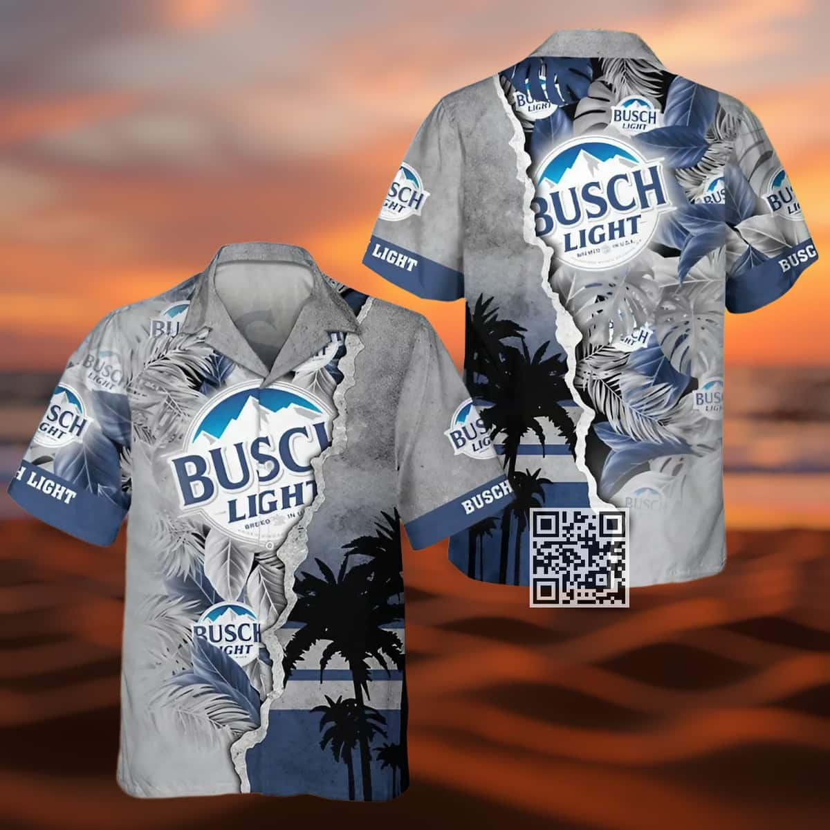 Busch Light Hawaiian Shirt Tropical Torn Paper Pattern