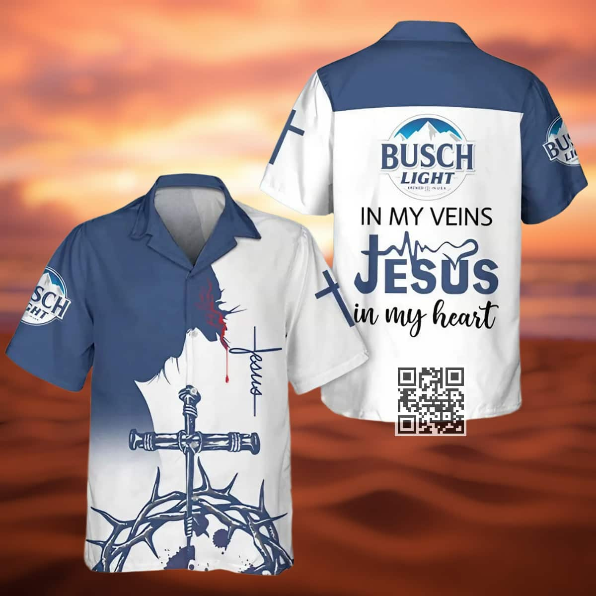 Busch Light Beer Hawaiian Shirt Jesus In My Heart