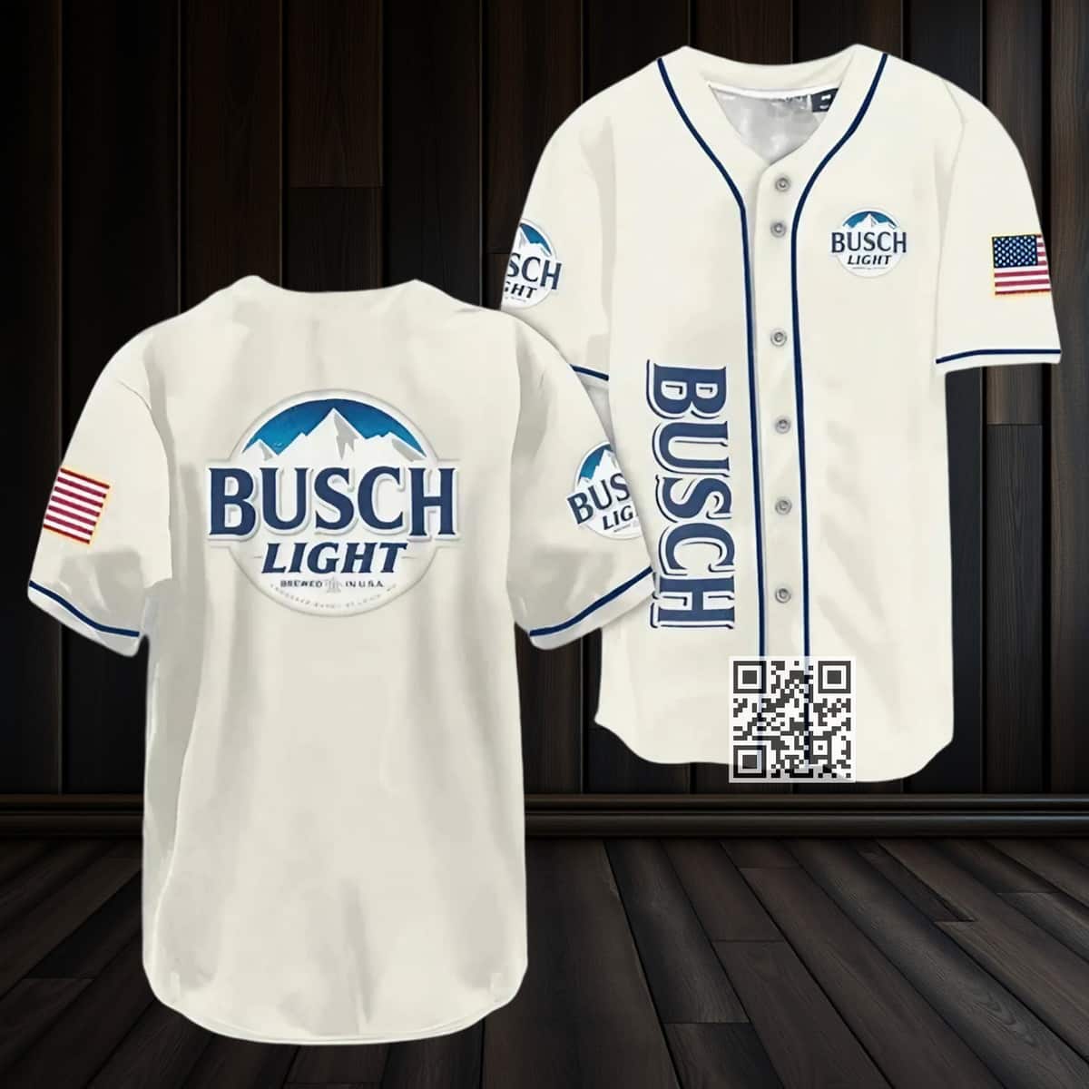 Busch Light Beer Baseball Jersey US Flag Busch Light Beer Baseball Jersey US Flag
