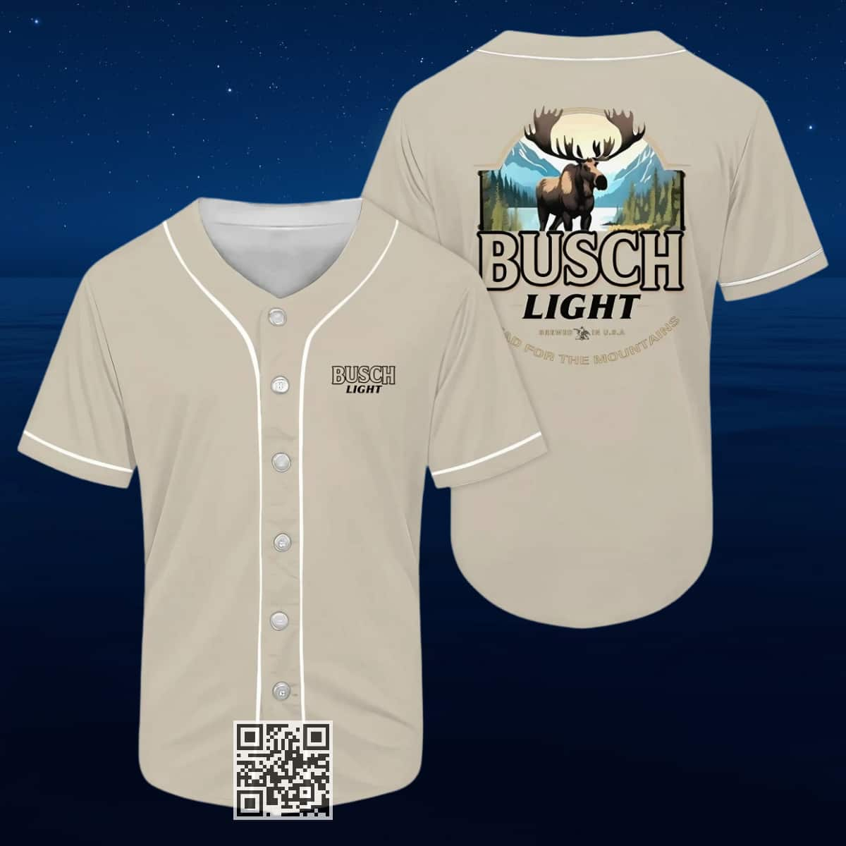 Busch Light Baseball Jersey Head For The Mountains Reindeer