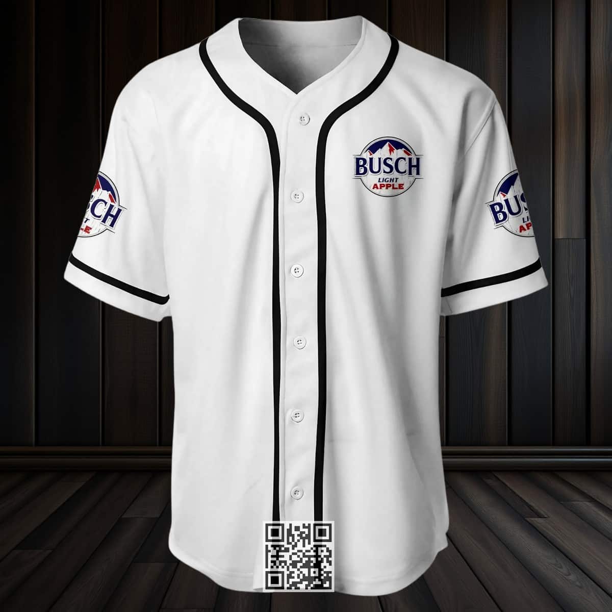White Busch Apple Light Beer Baseball Jersey White Busch Apple Light Beer Baseball Jersey
