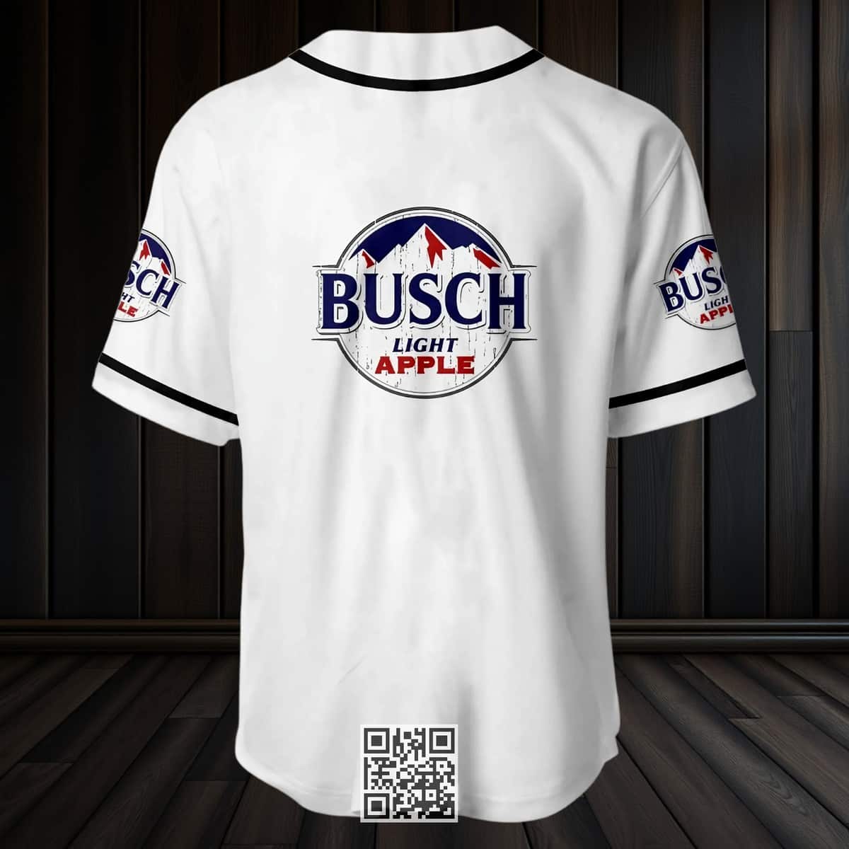 White Busch Apple Light Beer Baseball Jersey White Busch Apple Light Beer Baseball Jersey