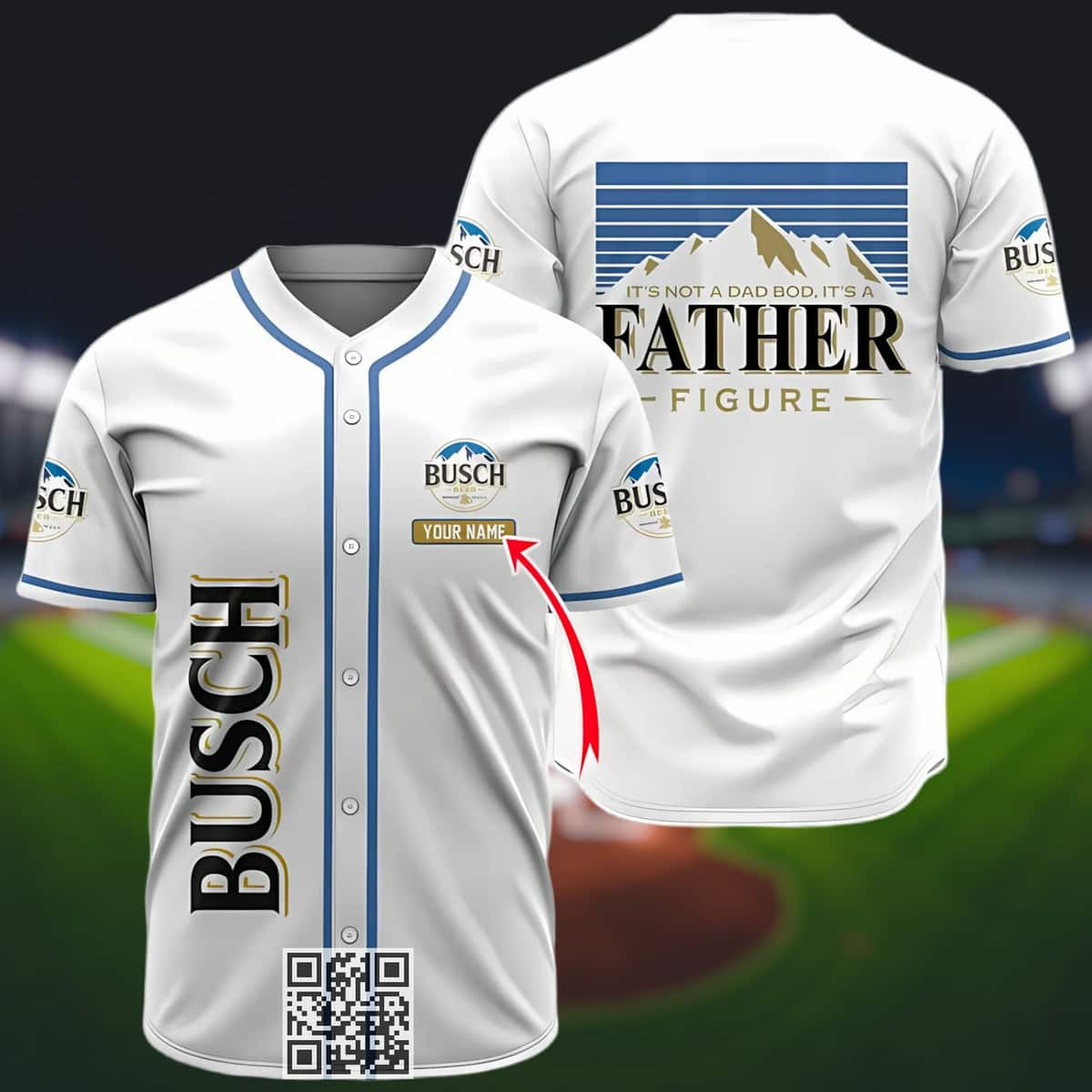 Personalized Busch Light Baseball Jersey It's Not A Dad Bod It's A Father Figure Custom Name