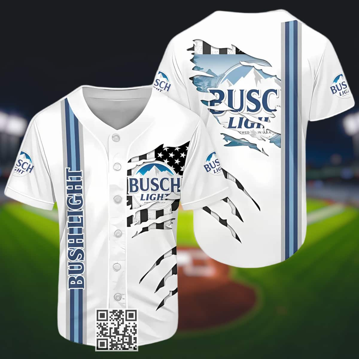 Busch Light Beer Baseball Jersey Claw Scratch Pattern