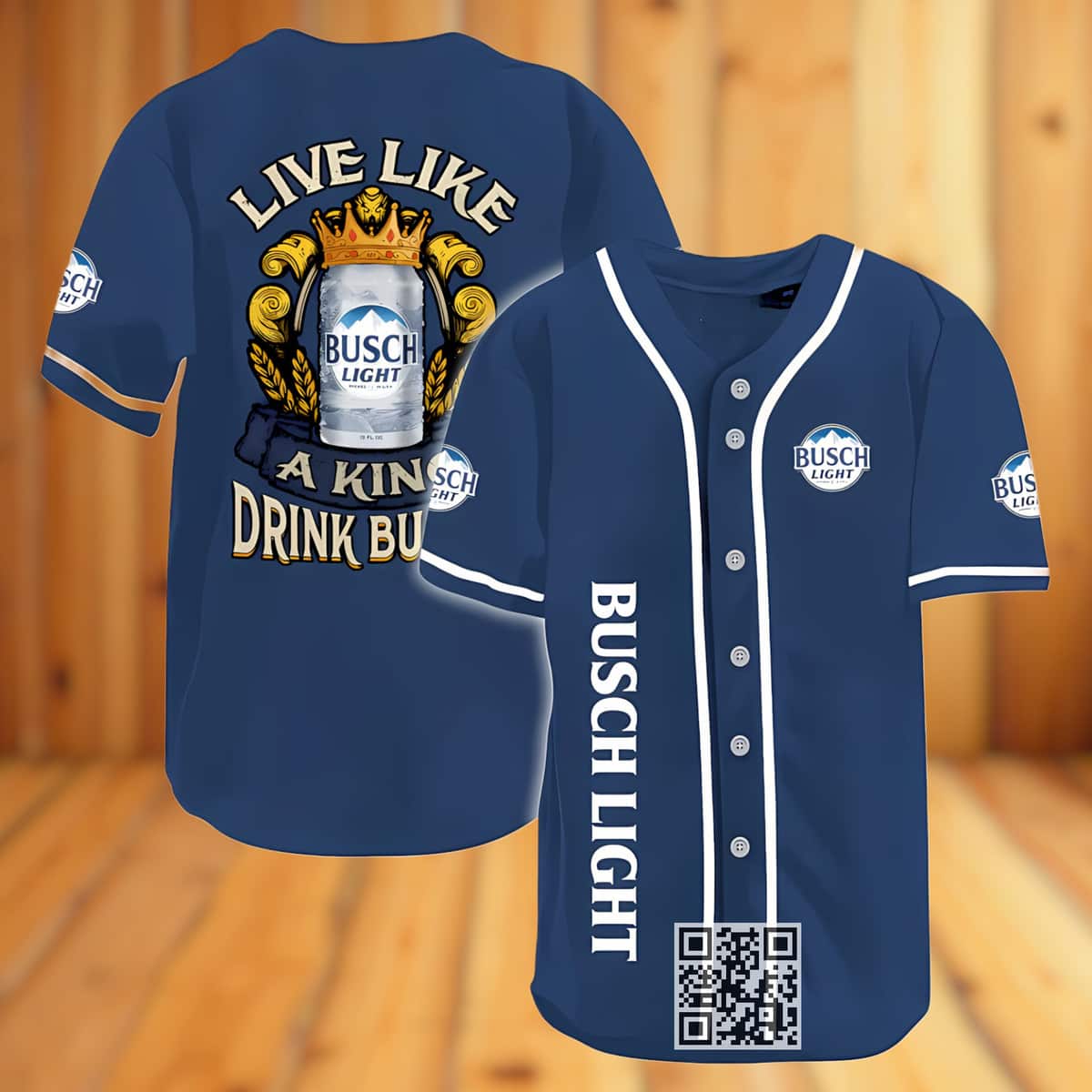Busch Light Beer Baseball Jersey Live Like A King Busch Light Beer Baseball Jersey Live Like A King