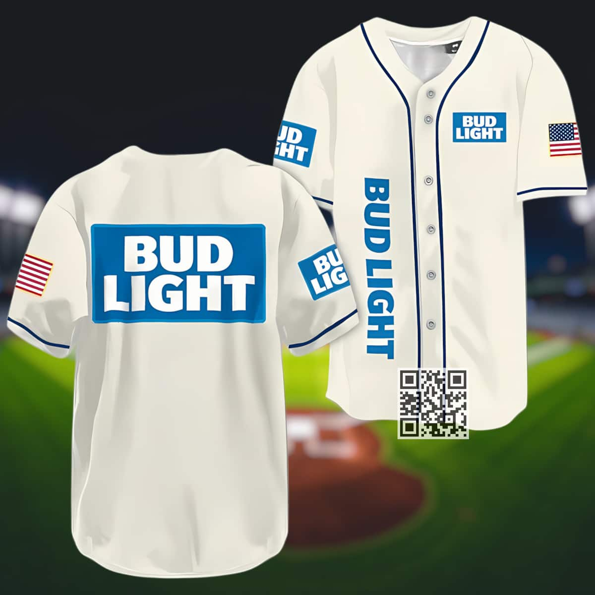 Bud Light Beer Baseball Jersey US Flag