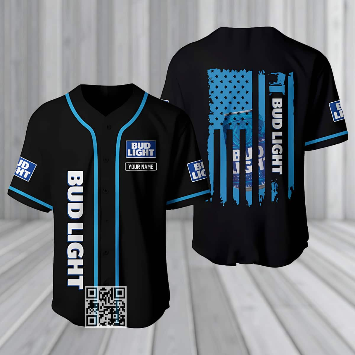 Personalized US Flag Bud Light Beer Baseball Jersey Custom Name