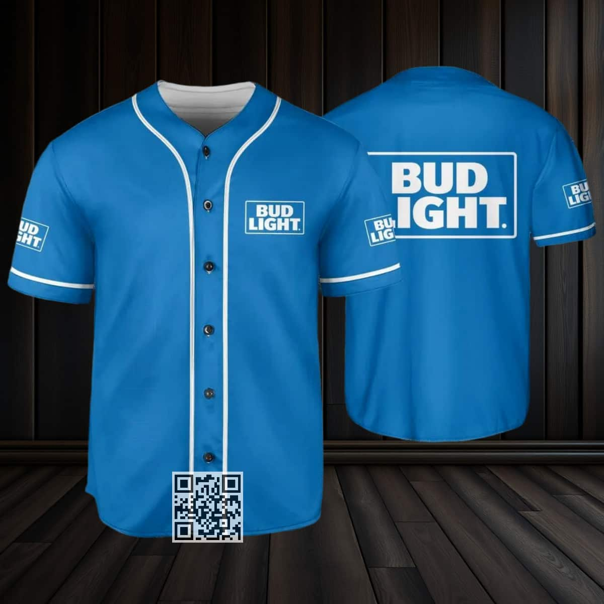 Blue Bud Light Beer Baseball Jersey