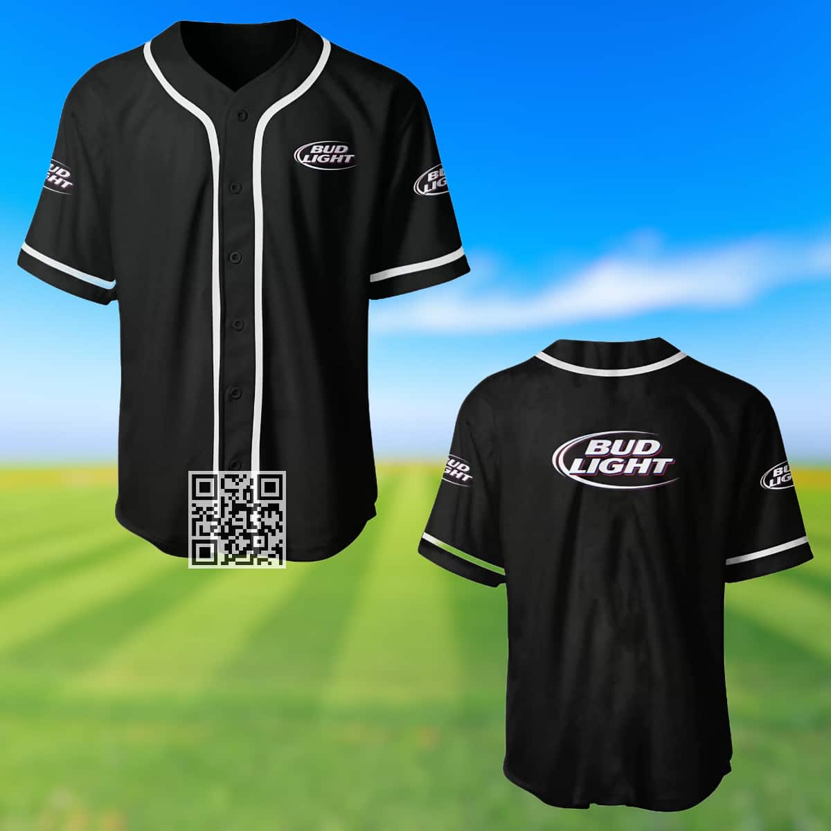 Black Bud Light Baseball Jersey Gift For Beer Drinkers Black Bud Light Baseball Jersey Gift For Beer Drinkers