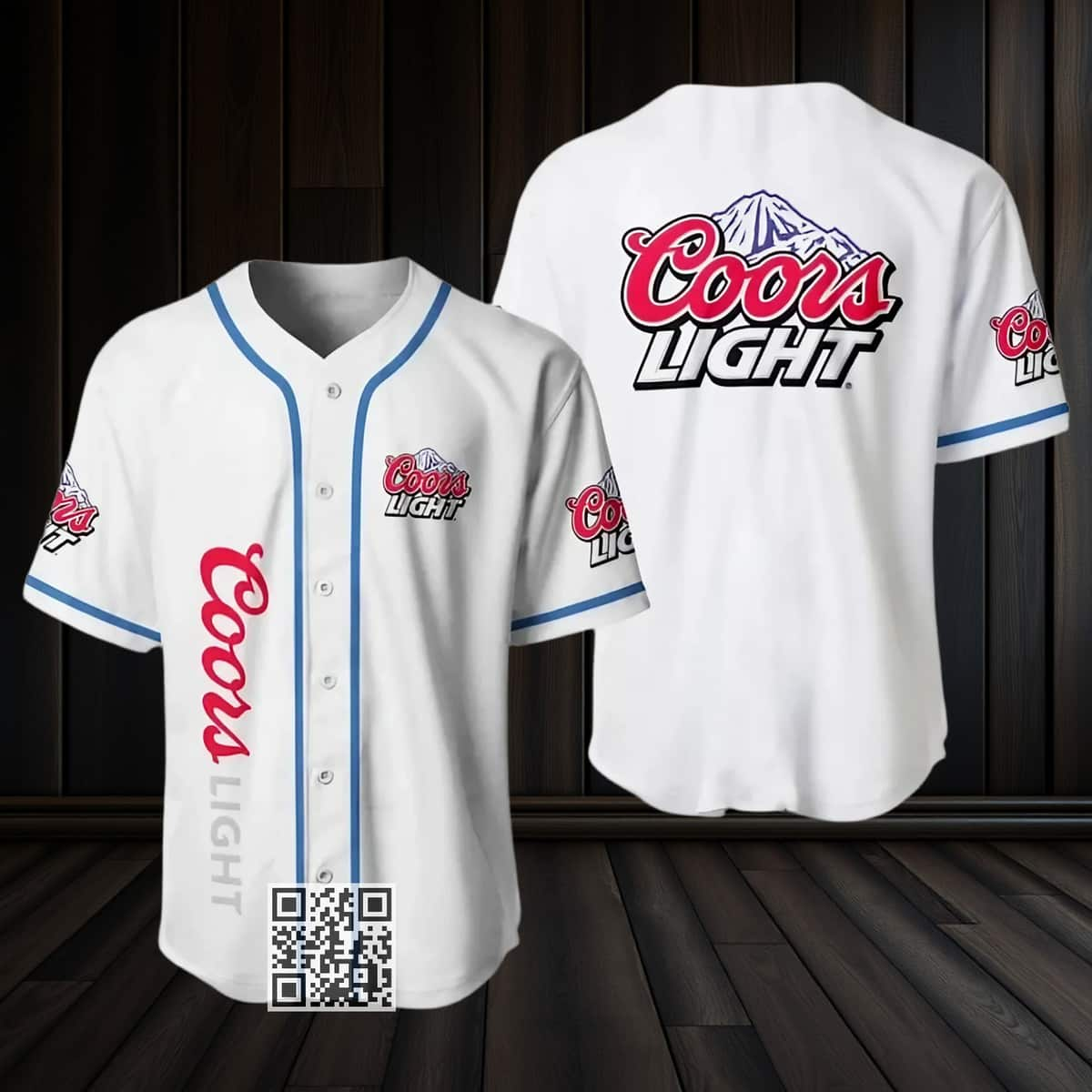 White Personalized Coors Light Beer Baseball Jersey Custom Name