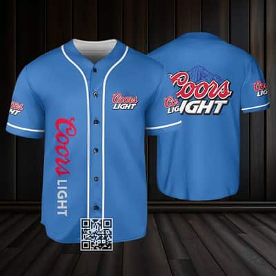 Blue Coors Light Beer Baseball Jersey Blue Coors Light Beer Baseball Jersey