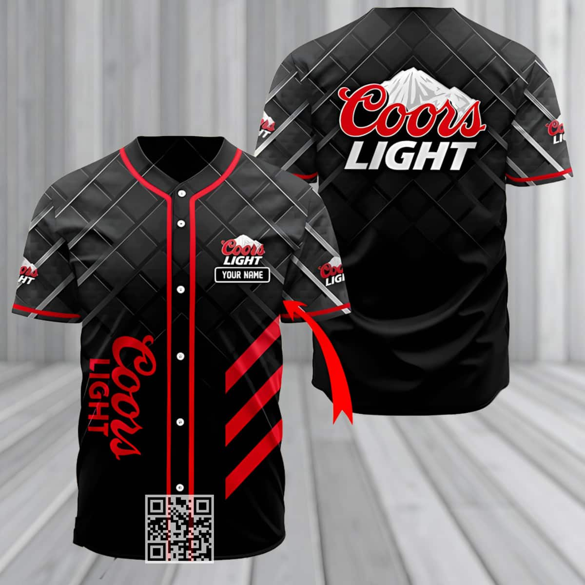 Personalized Black Coors Light Baseball Jersey Custom Name