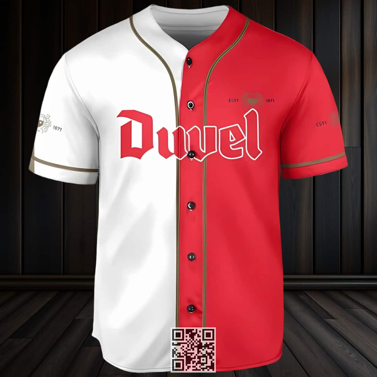 White And Red Split Duvel Beer Baseball Jersey