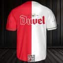 White And Red Split Duvel Beer Baseball Jersey White And Red Split Duvel Beer Baseball Jersey