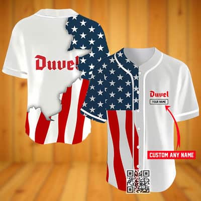 Personalized Duvel Beer Baseball Jersey US Flag Custom Name Personalized Duvel Beer Baseball Jersey US Flag Custom Name