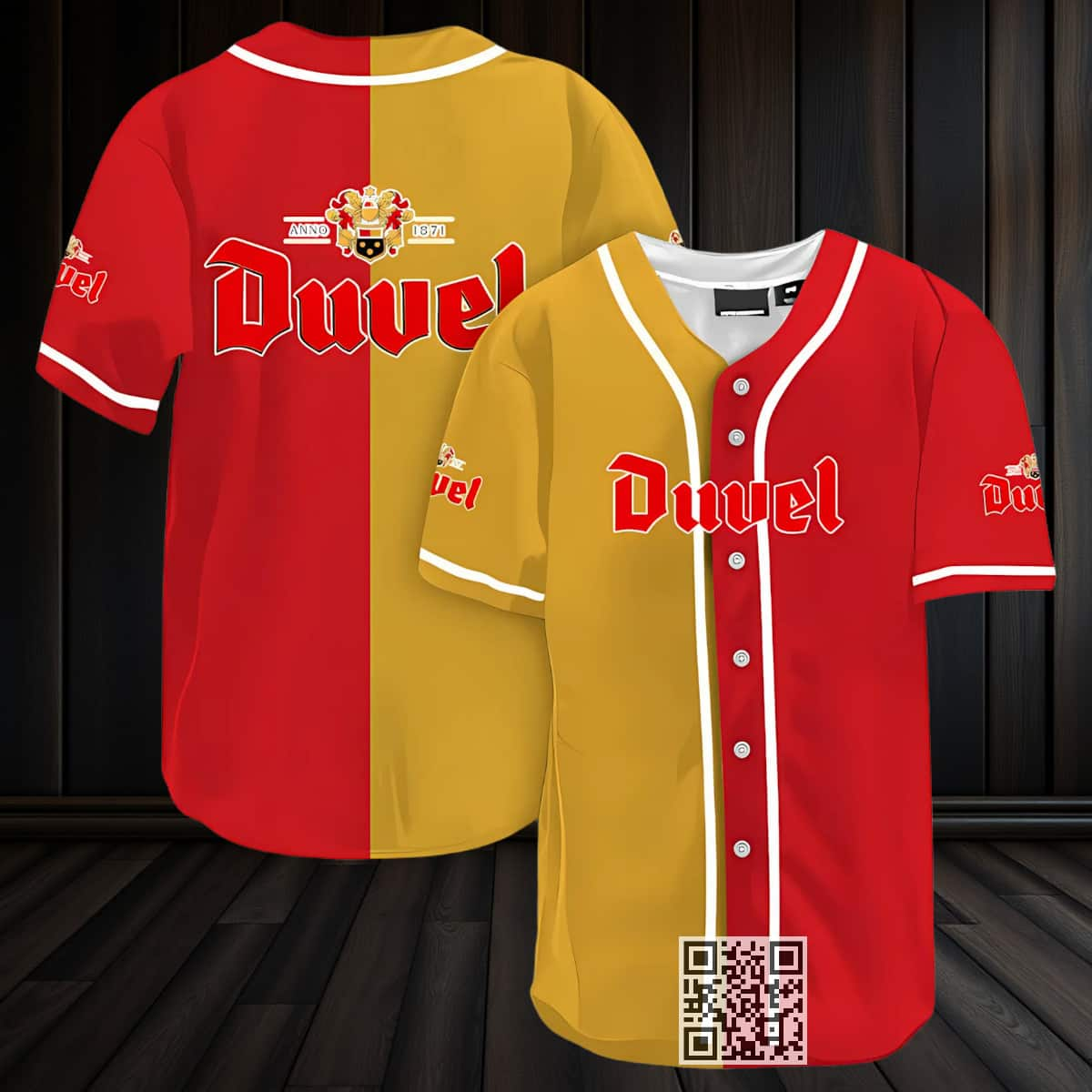 Red And Yellow Split Duvel Baseball Jersey Beer Lovers Gift