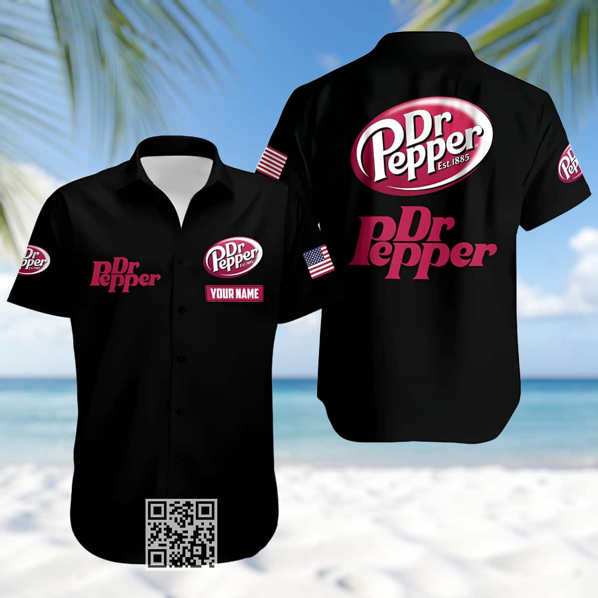 Black Dr Pepper Beer Hawaiian Shirt Custom Name