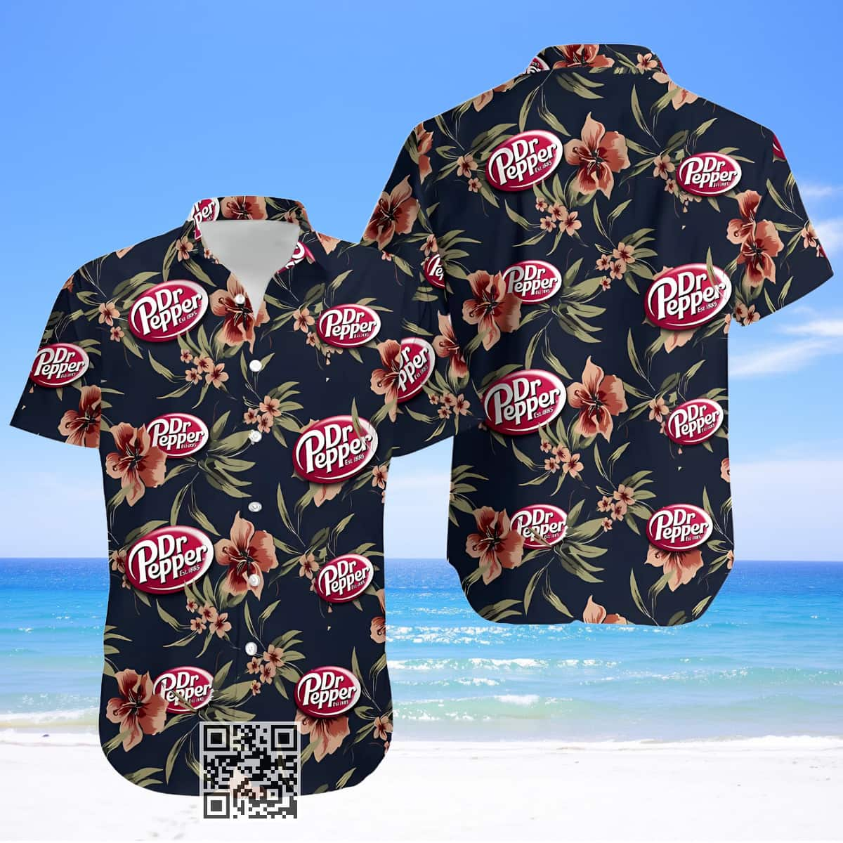 Dr Pepper Beer Hawaiian Shirt Hibiscus Flower Pattern