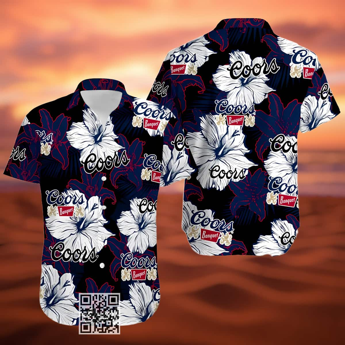 Coors Banquet Beer Hawaiian Shirt Hibiscus Flower Pattern