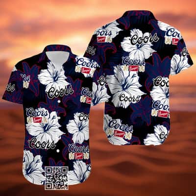 Coors Banquet Beer Hawaiian Shirt Hibiscus Flower Pattern