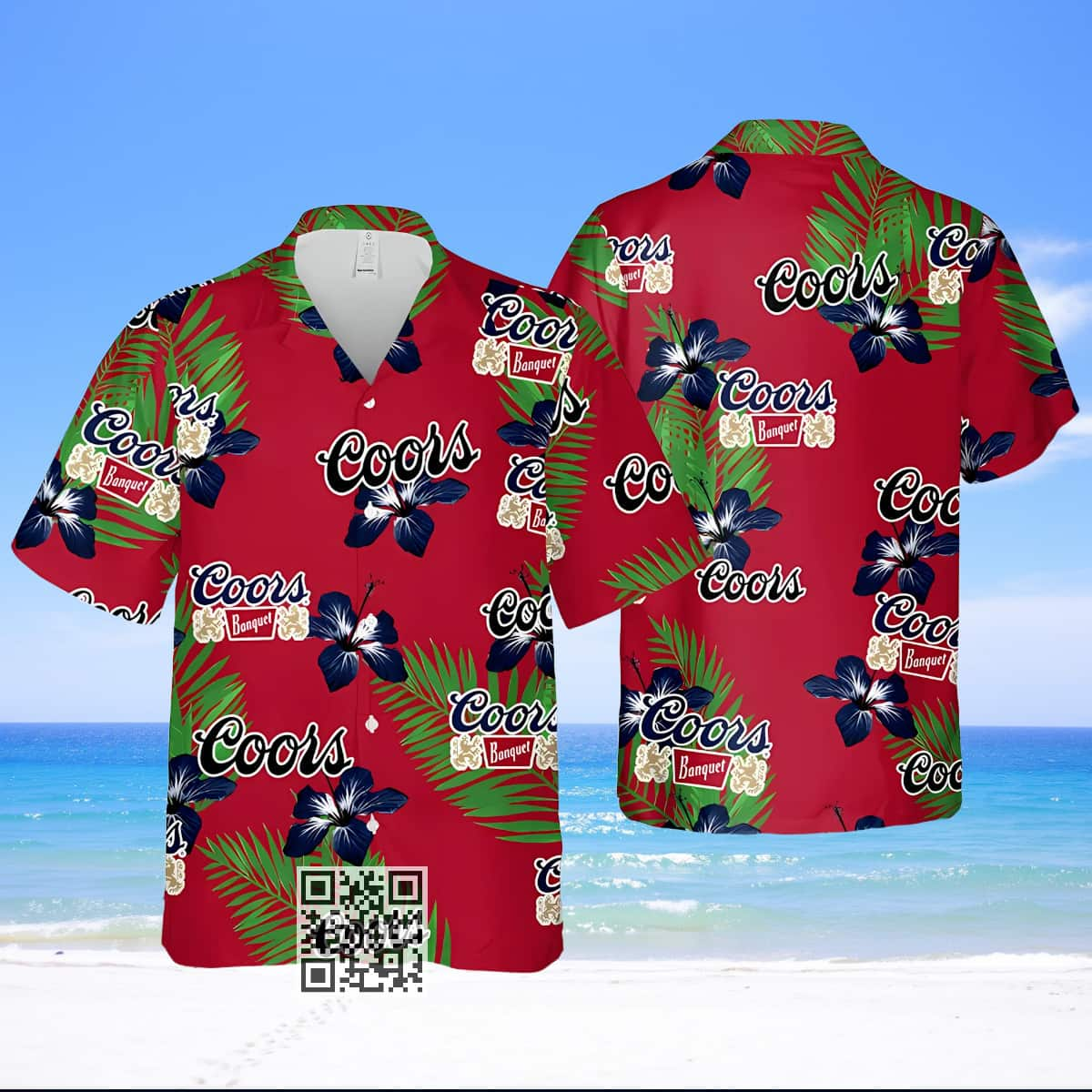 Aloha Coors Banquet Hawaiian Shirt Hibiscus Flower Pattern