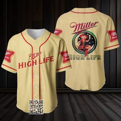 Miller High Life Beer Baseball Jersey Girl On The Moon Miller High Life Beer Baseball Jersey Girl On The Moon