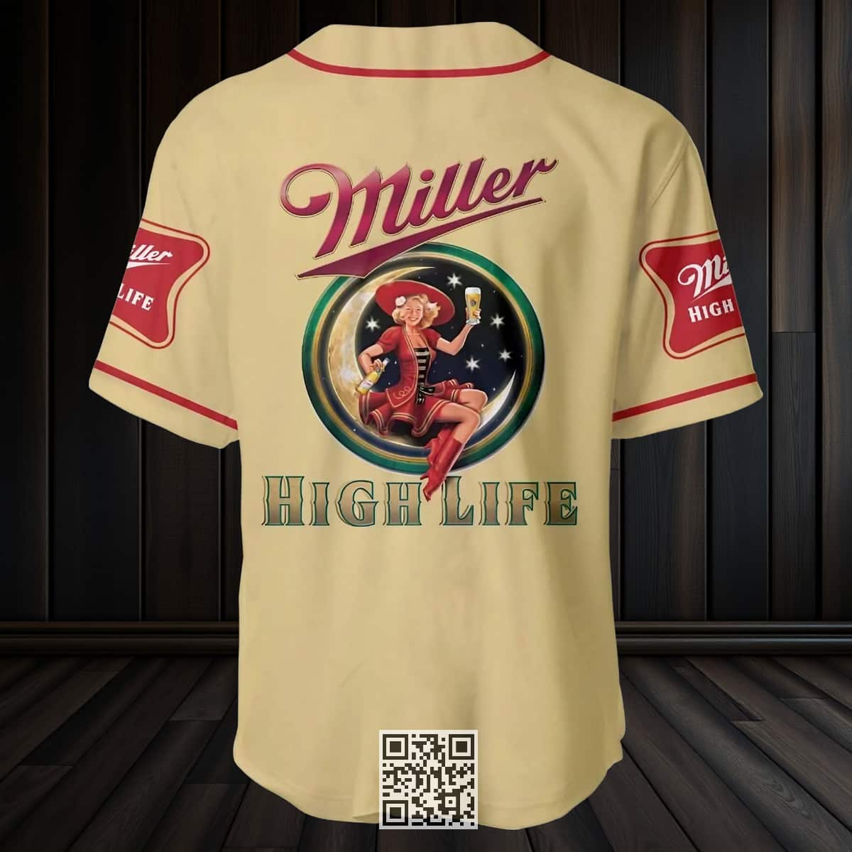 Miller High Life Beer Baseball Jersey Girl On The Moon Miller High Life Beer Baseball Jersey Girl On The Moon