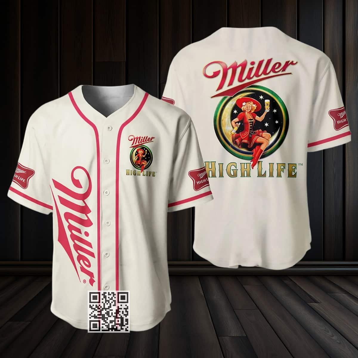 Miller High Life Baseball Jersey Girl On The Moon Miller High Life Baseball Jersey Girl On The Moon