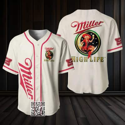 Miller High Life Baseball Jersey Girl On The Moon